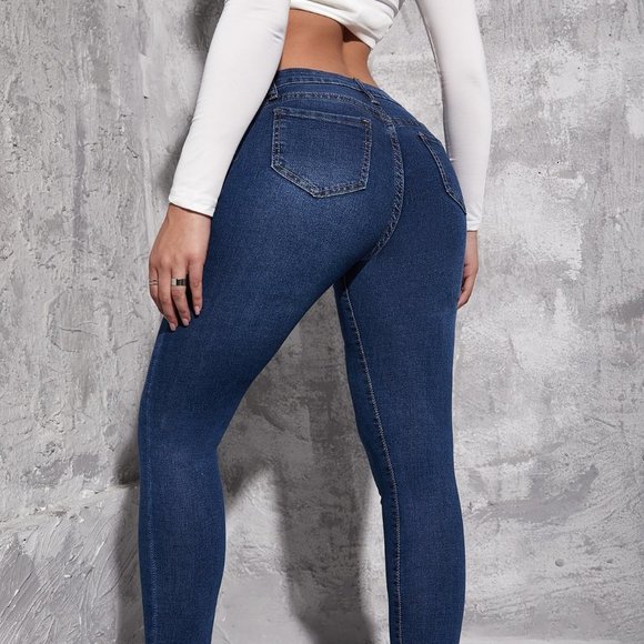 Drop Waist Skinny Jeans, Women Drop waist jeans Dark wash - Picture 3 of 6